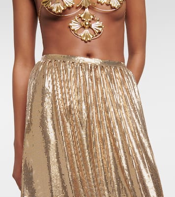High-rise metallic mesh maxi skirt | Rabanne