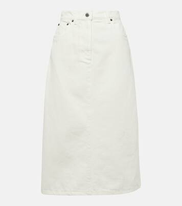 High-rise denim midi skirt  | Prada