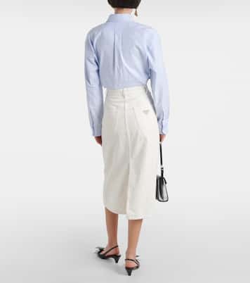 High-rise denim midi skirt  | Prada