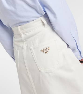 High-rise denim midi skirt  | Prada