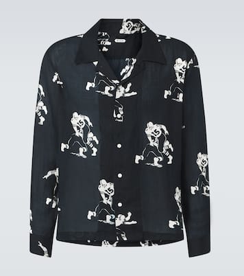 Football Silhouette printed linen shirt | Bode