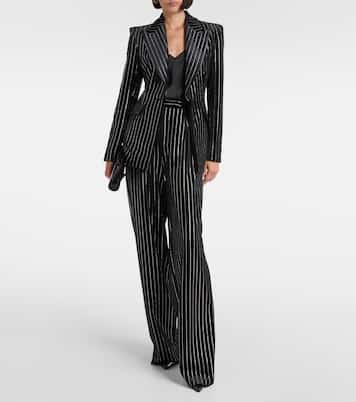 Pantalon droit en velours à ornements | Alex Perry