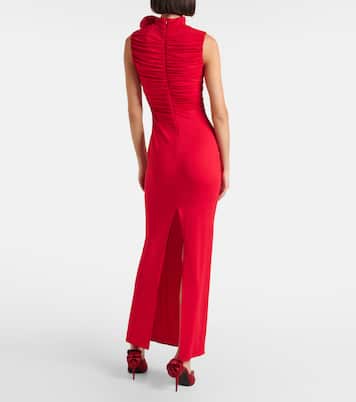 Floral-appliqué ruched jersey gown | Magda Butrym