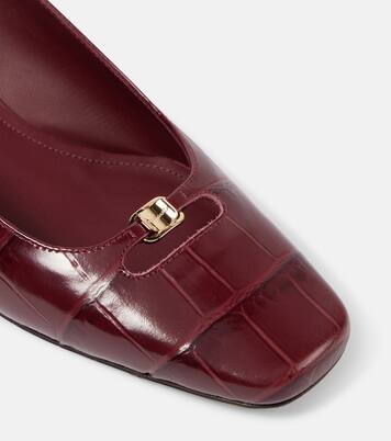 Croc-effect leather slingback pumps | Ferragamo