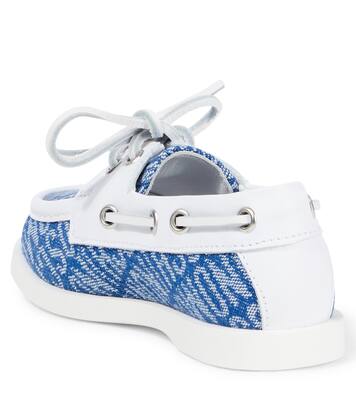 Logo leather-trimmed boat shoes | Moschino Kids
