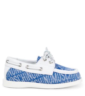 Logo leather-trimmed boat shoes | Moschino Kids