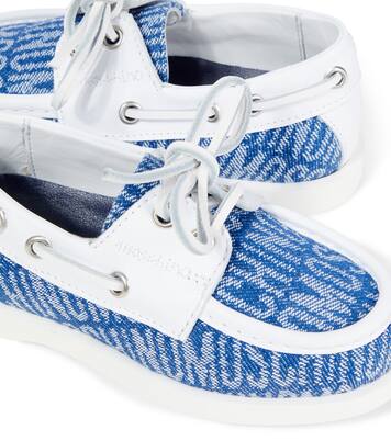 Logo leather-trimmed boat shoes | Moschino Kids