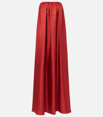 Edda pleated strapless silk gown | Max Mara