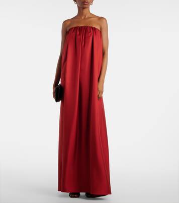 Edda pleated strapless silk gown | Max Mara