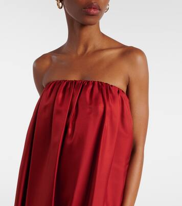 Edda pleated strapless silk gown | Max Mara