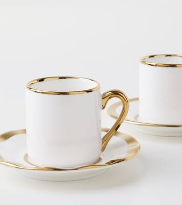 Set Golden Fins aus vier Espressotassen und Untertassen by Jan Wolleswinkel | Polspotten