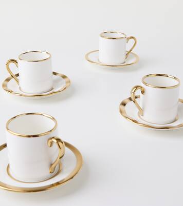 Set Golden Fins aus vier Espressotassen und Untertassen by Jan Wolleswinkel | Polspotten