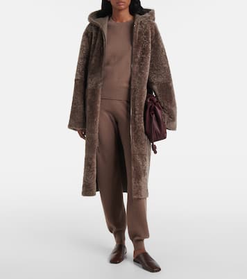 Manteau à capuche réversible en shearling et cuir | Joseph