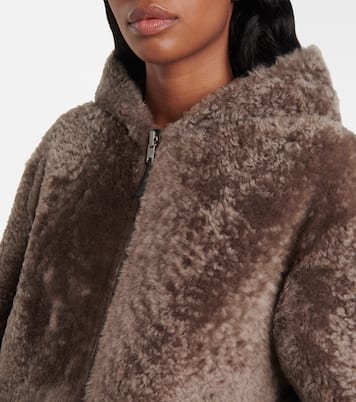 Manteau à capuche réversible en shearling et cuir | Joseph