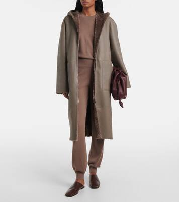 Manteau à capuche réversible en shearling et cuir | Joseph