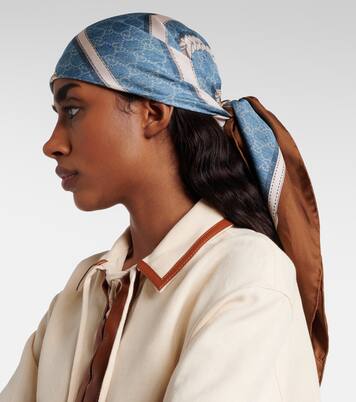 Horsebit silk twill scarf | Gucci