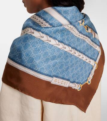 Horsebit silk twill scarf | Gucci