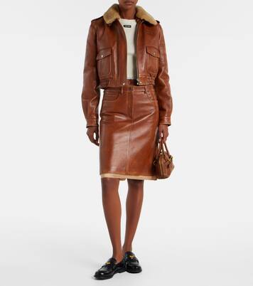 Veste en cuir et shearling | Miu Miu