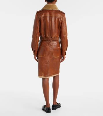 Veste en cuir et shearling | Miu Miu