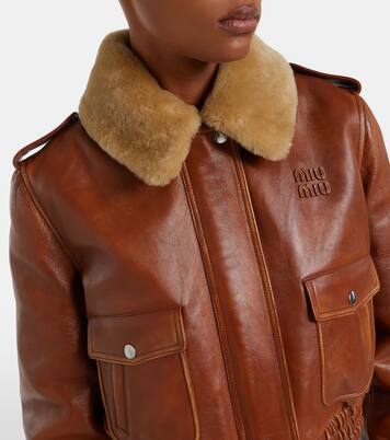 Veste en cuir et shearling | Miu Miu