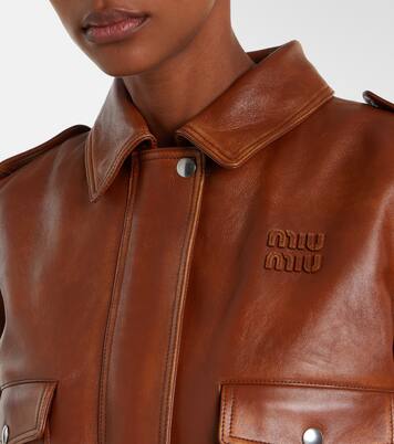 Veste en cuir et shearling | Miu Miu