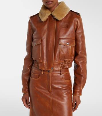 Veste en cuir et shearling | Miu Miu