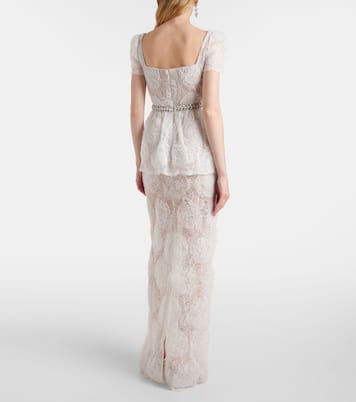 Robe longue en tulle et dentelle | Self-Portrait