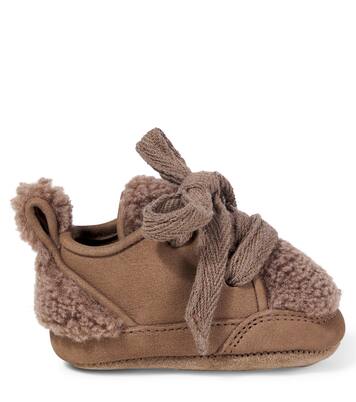 Baby Semmi teddy-trimmed leather sneakers | Donsje