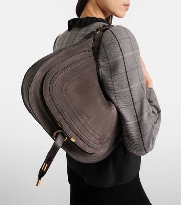 Marcie leather-trimmed suede shoulder bag | Chloé