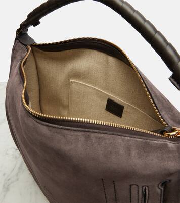 Marcie leather-trimmed suede shoulder bag | Chloé