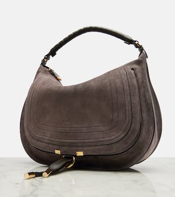 Marcie leather-trimmed suede shoulder bag | Chloé