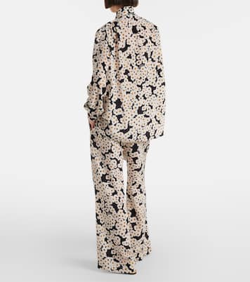 Floral silk crêpe de chine wide-leg pants | Valentino