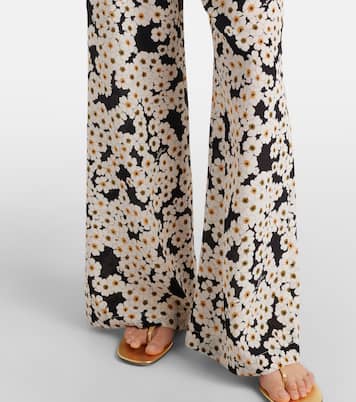 Floral silk crêpe de chine wide-leg pants | Valentino