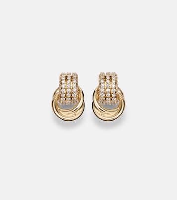 Forme Knot 14kt gold earrings with diamonds | Stone and Strand
