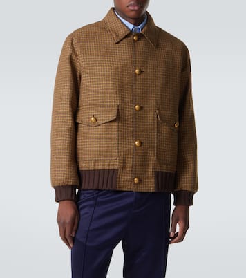Houndstooth virgin wool bomber jacket | Valentino