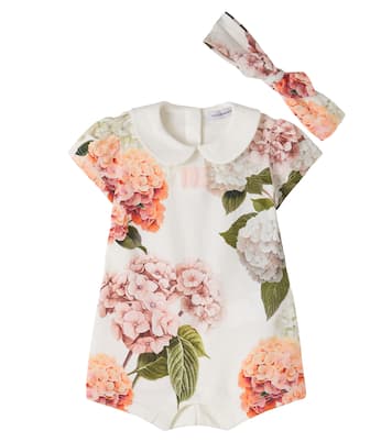 Floral cotton bodysuit and headband set | Dolce&Gabbana Kids