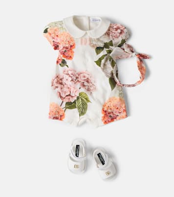 Floral cotton bodysuit and headband set | Dolce&Gabbana Kids