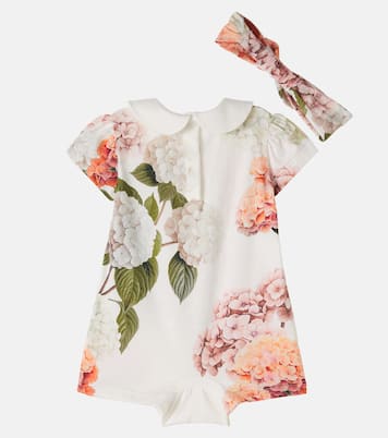 Floral cotton bodysuit and headband set | Dolce&Gabbana Kids