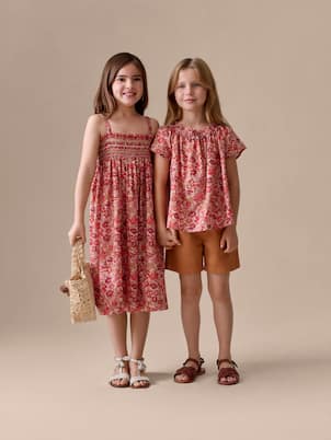 Labaille 플로럴 셔링 코튼 드레스 | Bonpoint