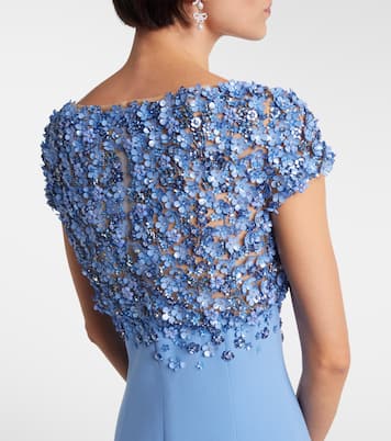 Robe Porcelain Flower en laine mélangée à ornement | Oscar de la Renta