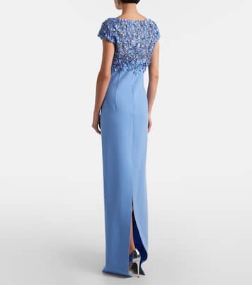 Robe Porcelain Flower en laine mélangée à ornement | Oscar de la Renta