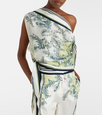 Tari floral one-shoulder twill top | Veronica Beard