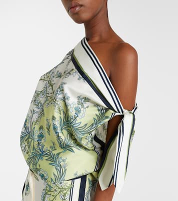 Tari floral one-shoulder twill top | Veronica Beard