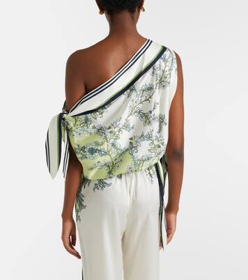Tari floral one-shoulder twill top | Veronica Beard