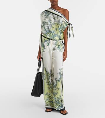 Tari floral one-shoulder twill top | Veronica Beard