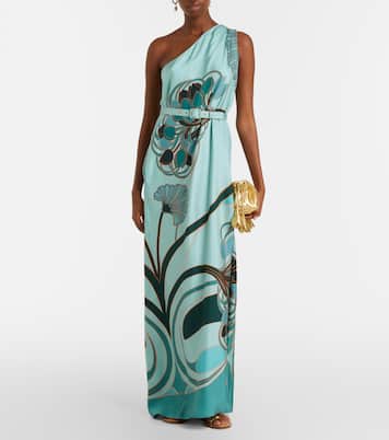 Abito lungo Roy in seta con stampa | La DoubleJ