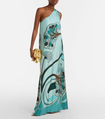 Abito lungo Roy in seta con stampa | La DoubleJ