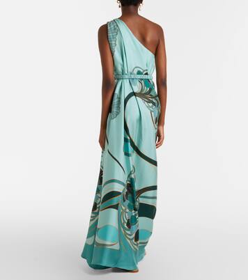 Abito lungo Roy in seta con stampa | La DoubleJ