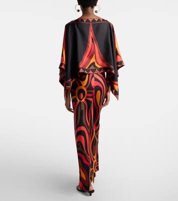 Marmo and Fari caped silk twill gown | Pucci