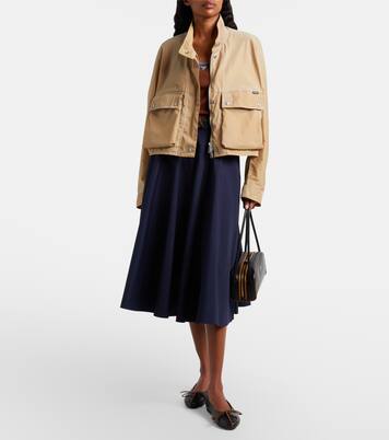 Belted poplin midi skirt | Prada